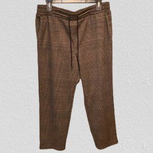 A New Day High-Rise Brown Plaid Ankle Length Drawstring Women's Pants (Sz. L)